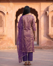 Purple Banarasi Straight Set 2