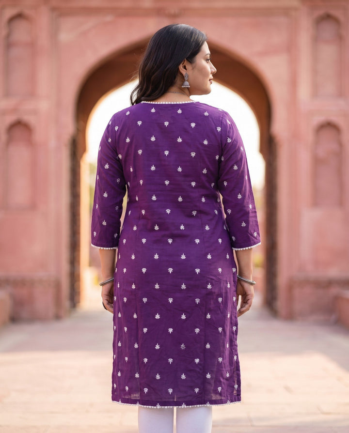 Purple Embroidered Kurta – back view