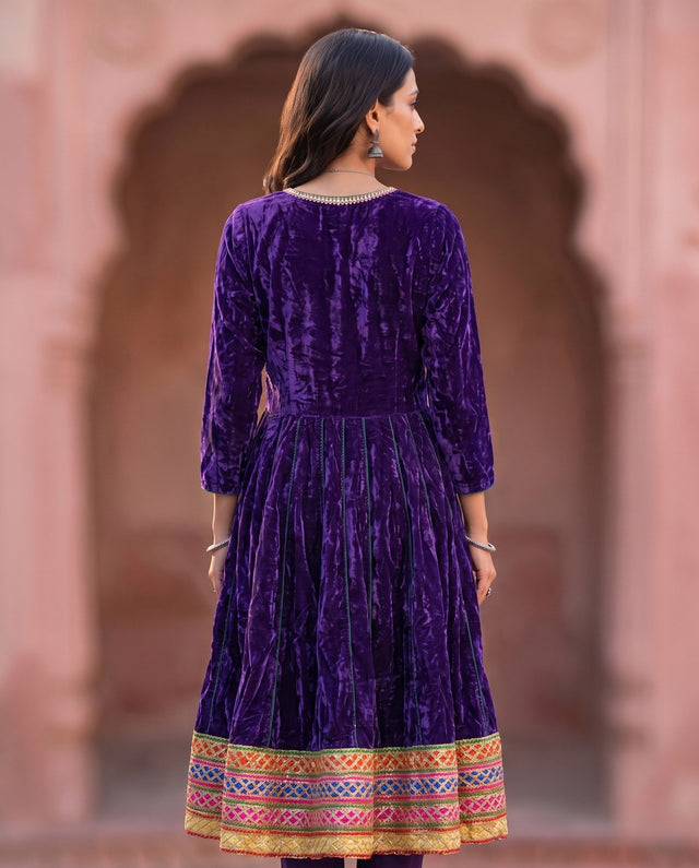Purple Velvet Gota Anarkali