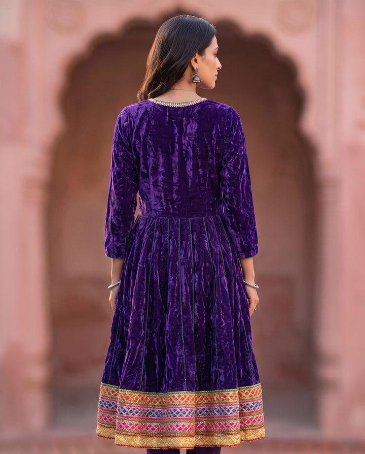 Purple Velvet Gota Anarkali – back view