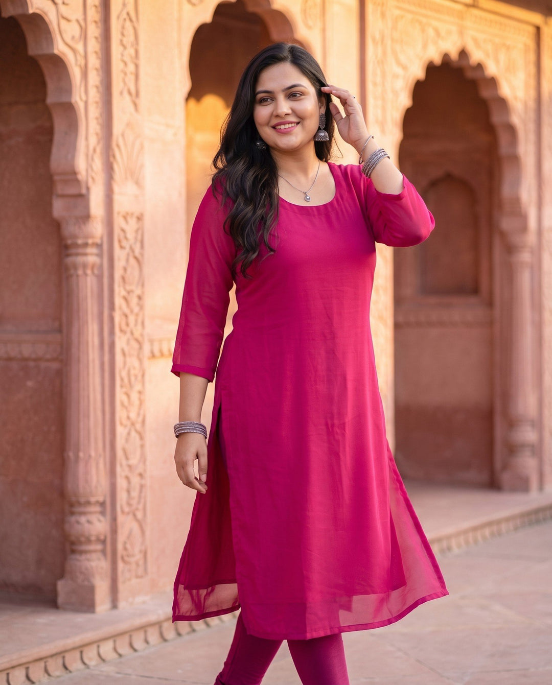 Rani Pink Kurta – styled look