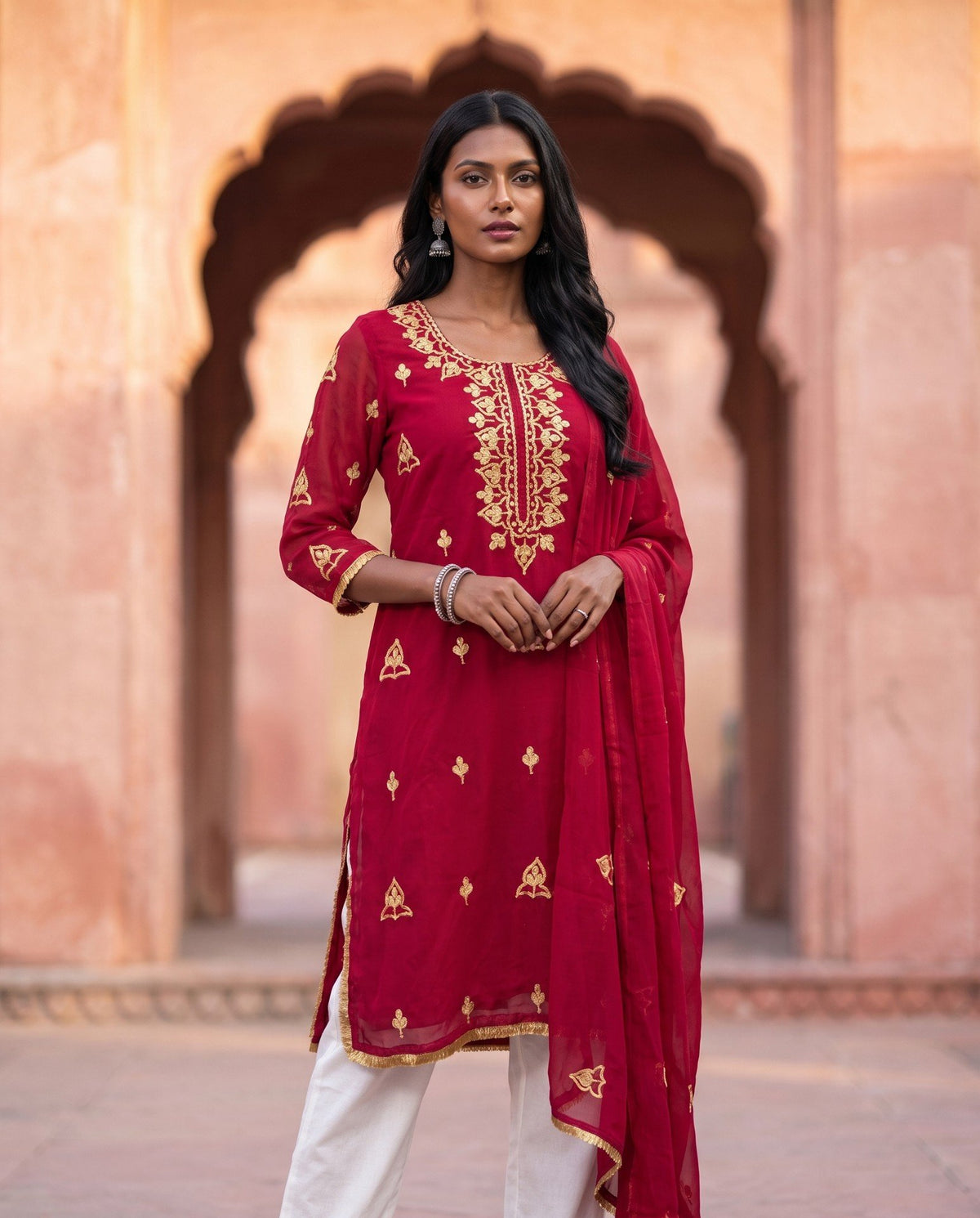 Rani Red Gold Straight Set