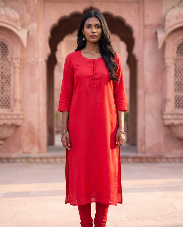 Red Silk Kurta