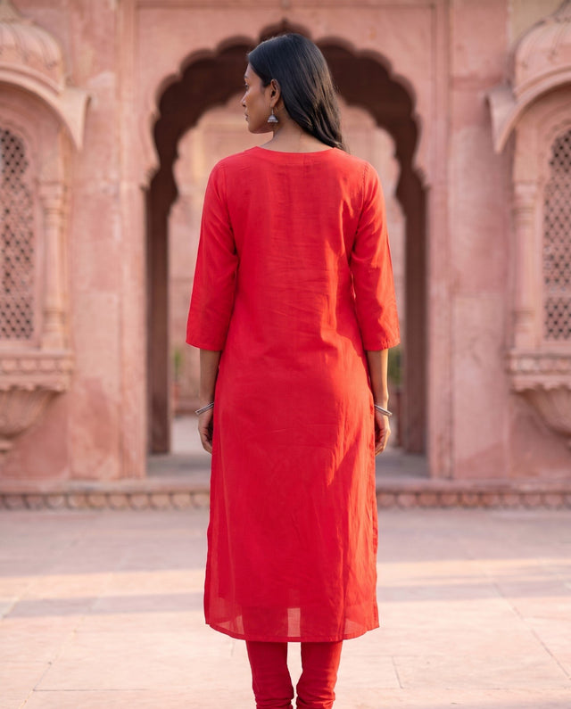 Red Silk Kurta