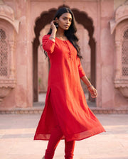Red Silk Kurta 4