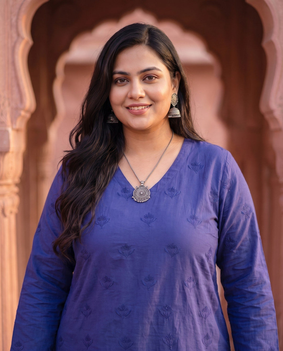 Royal Blue Kurta – detail view