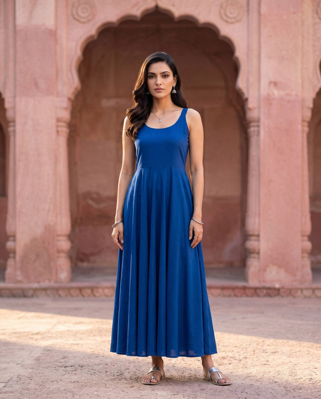 Royal Blue Sleeveless Anarkali