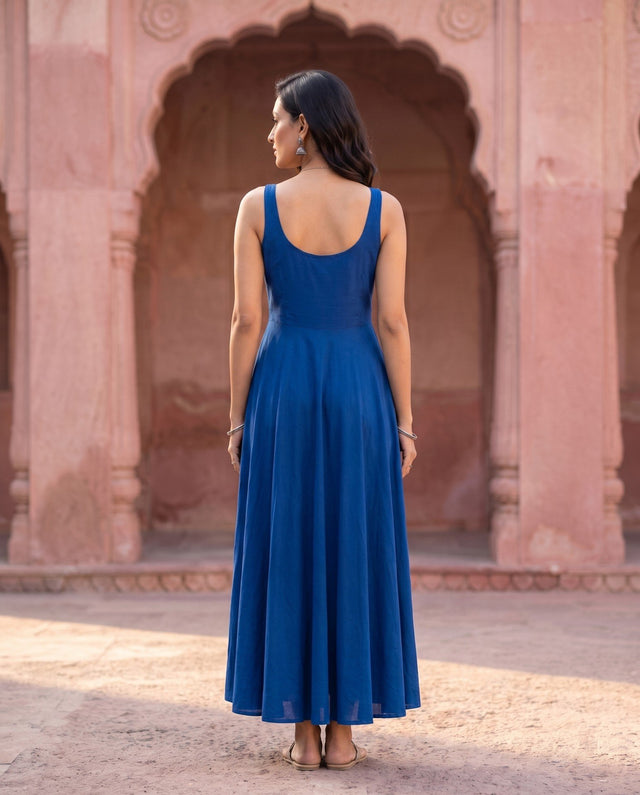 Royal Blue Sleeveless Anarkali