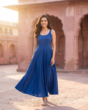Royal Blue Sleeveless Anarkali 4