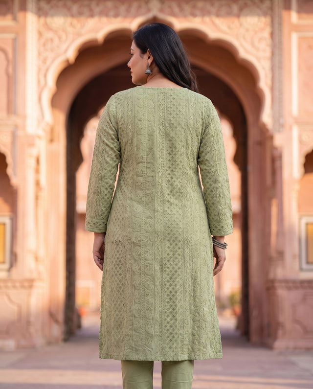 Sage Chikankari Kurta