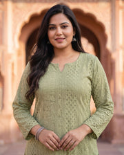 Sage Chikankari Kurta 3