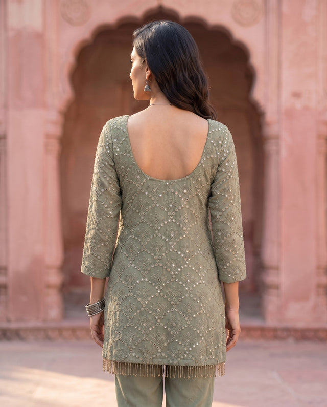 Sage Mirrorwork Kurta