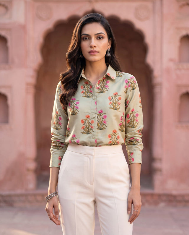 Sage Mughal Floral Shirt