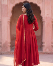 Solid Red Anarkali Set 2