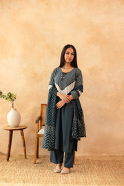 Meher Teal Pure Cotton Kurta Suit Set 1