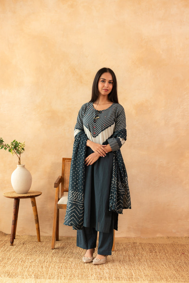 Meher Teal Pure Cotton Kurta Suit Set