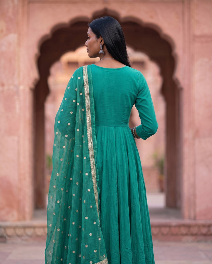 Teal Green Anarkali Set – back view