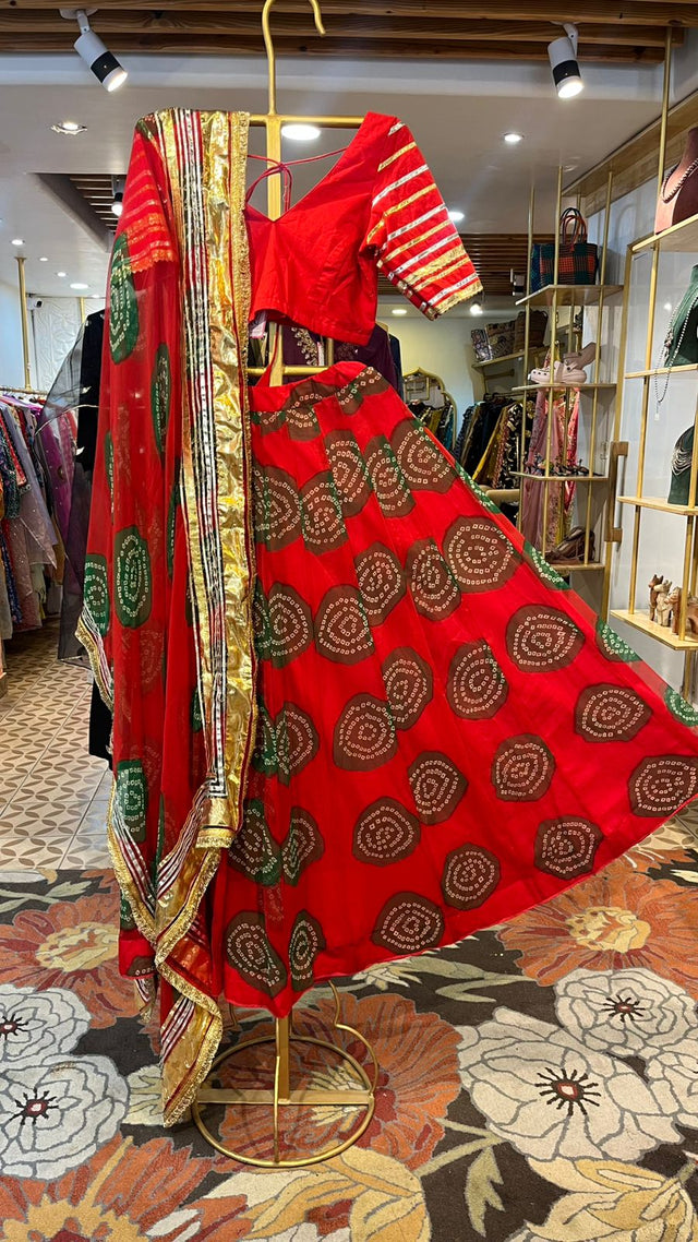 BLOOM RED LEHENGA SET