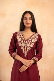 Roshni Wine Pure Cotton Co-ord Set 2