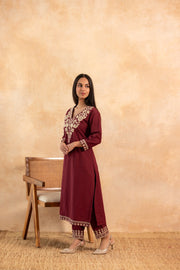 Roshni Wine Pure Cotton Co-ord Set 4