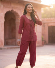 Wine Tie-Front Co-ord Set 4