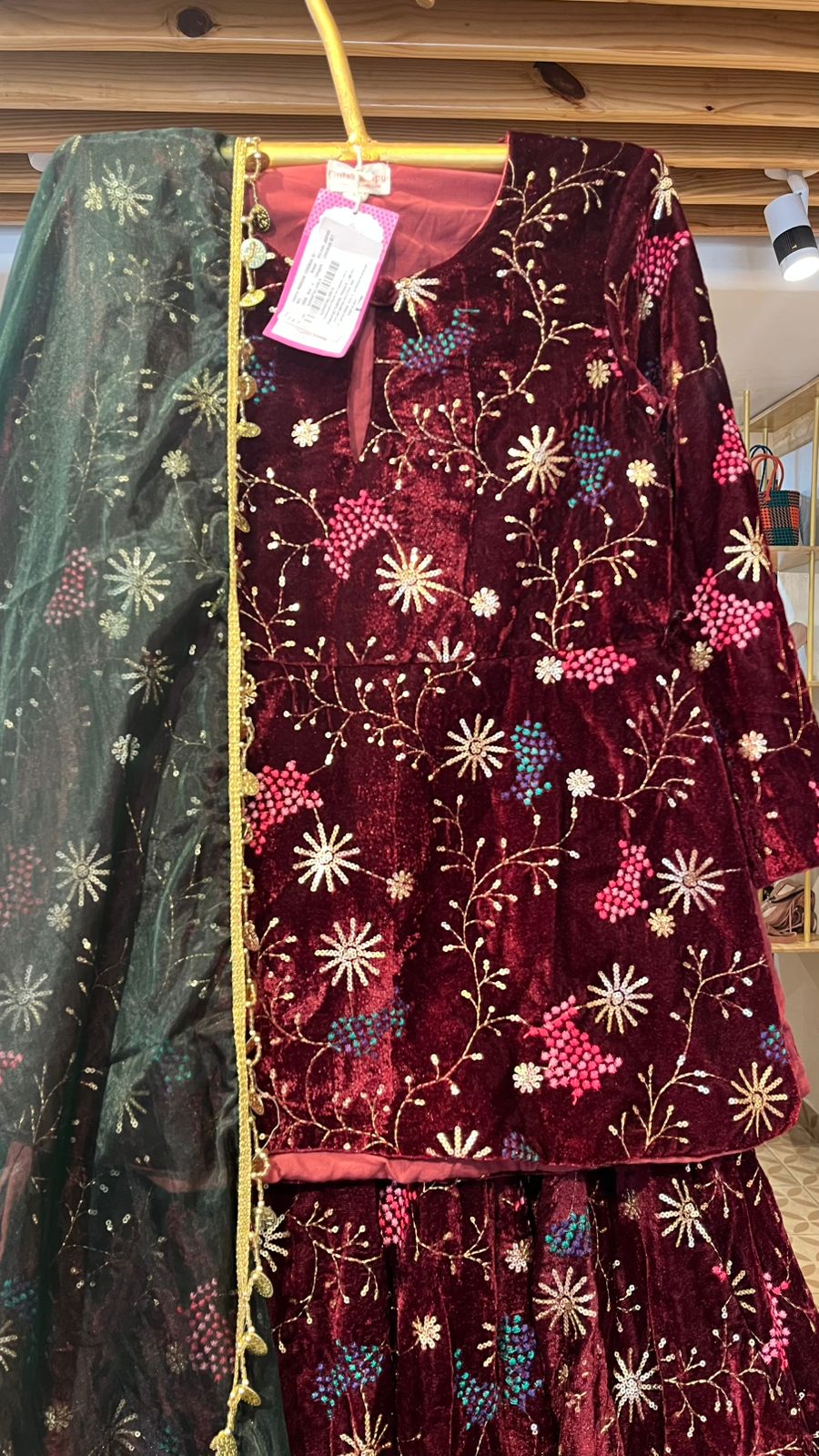 REEM MAROON VELVET LEHENGA SET Gulabo Jaipur