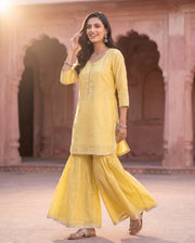 Yellow Gota Sharara Co-ord Set 4