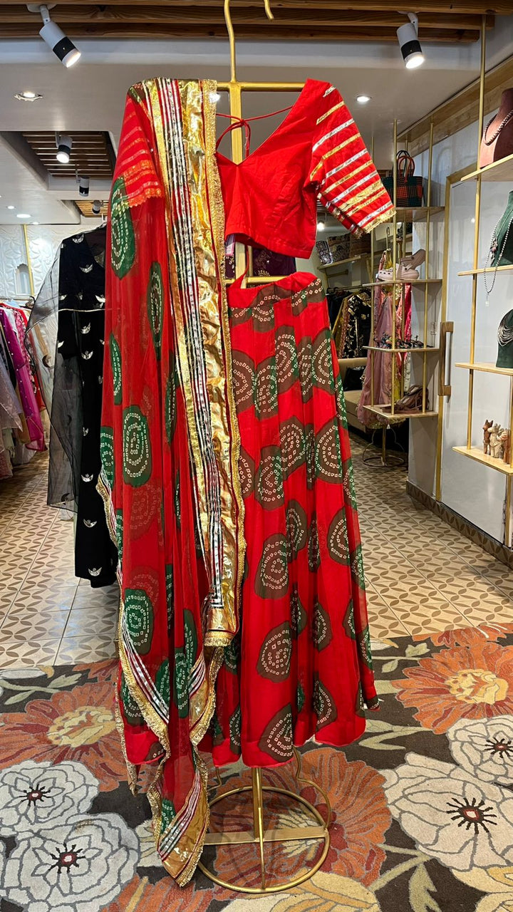 BLOOM RED LEHENGA SET Gulabo Jaipur