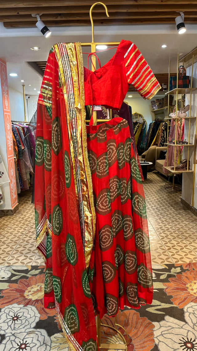 BLOOM RED LEHENGA SET