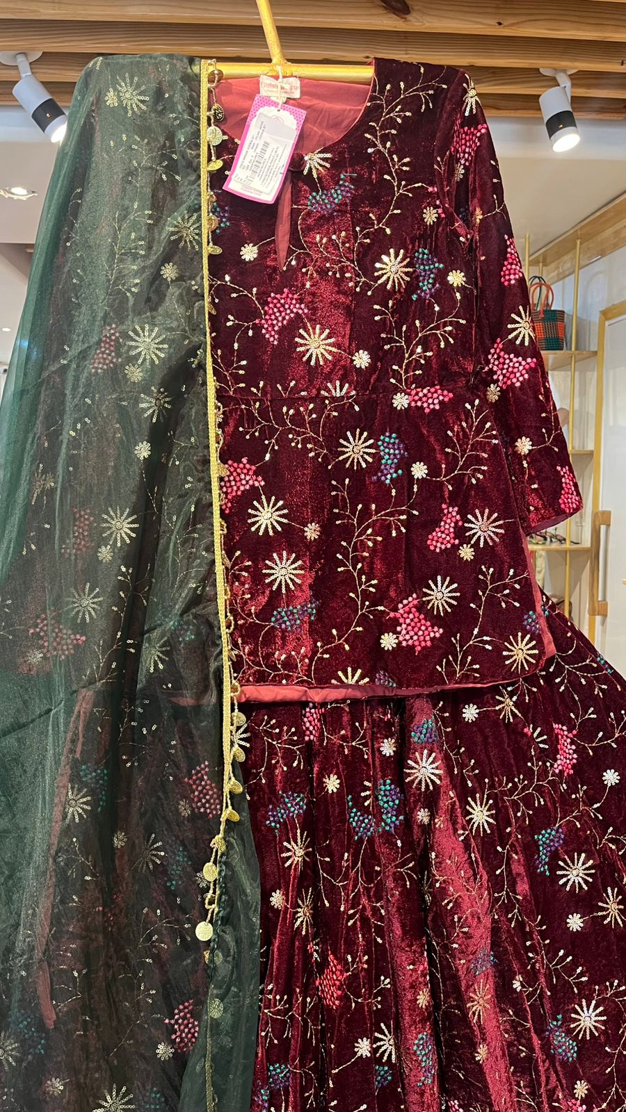 REEM MAROON VELVET LEHENGA SET Gulabo Jaipur