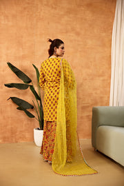 Dipti Mustard Kalidar Sharara Set With Embroidered Organza Dupatta - view 5