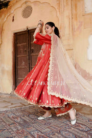 Gota Patti Afri Set With Block Printed Pants Anarkali Set And Organza Dupatta 5