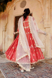 Gota Patti Afri Set With Block Printed Pants Anarkali Set And Organza Dupatta 3