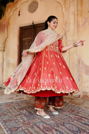 Gota Patti Afri Set With Block Printed Pants Anarkali Set And Organza Dupatta 4