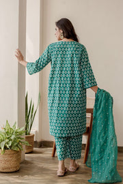 Anjuli Green Straight Kurta Set 7