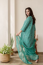 Anjuli Green Straight Kurta Set 4