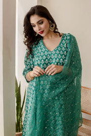 Anjuli Green Straight Kurta Set 2