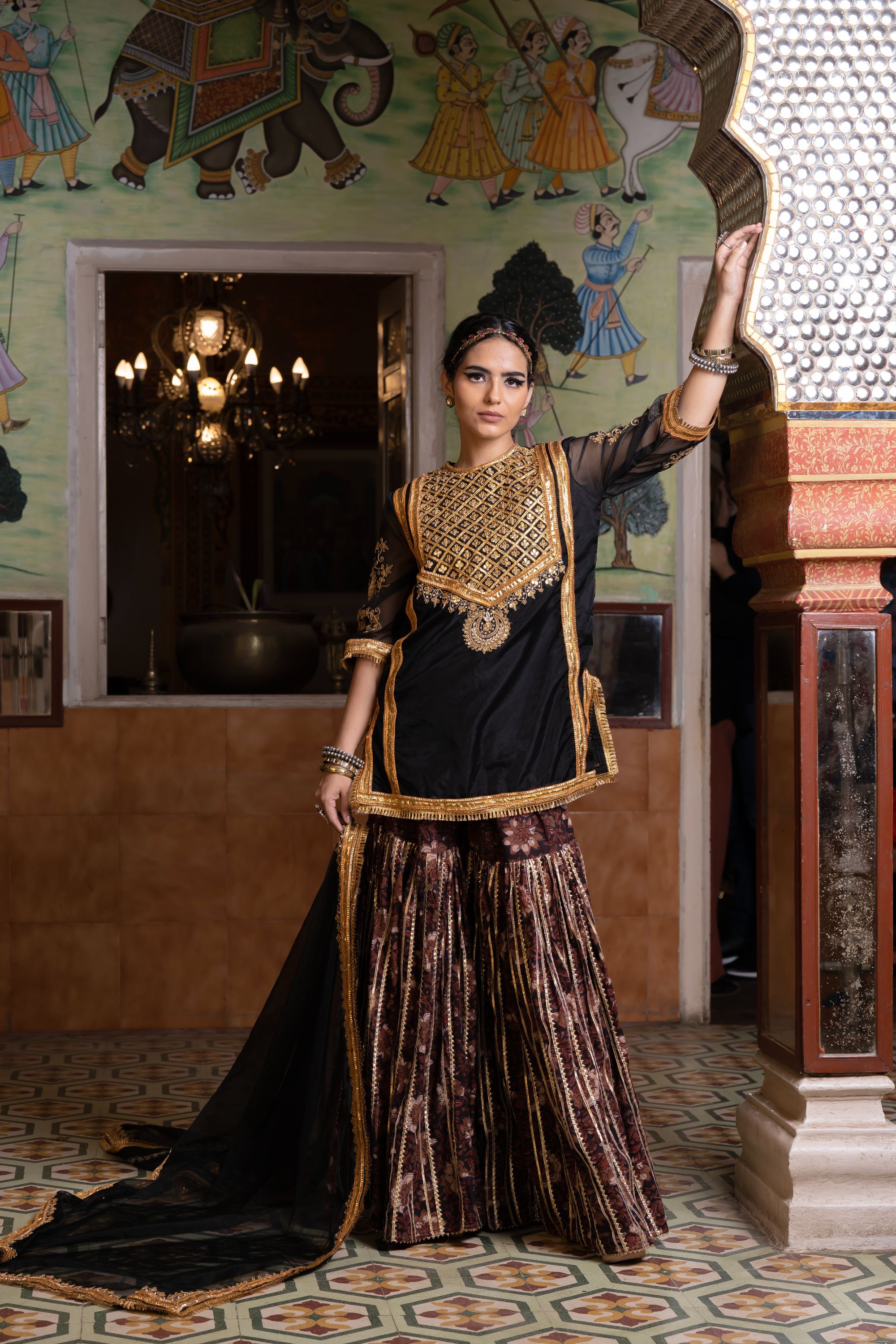 Black and deals golden sharara