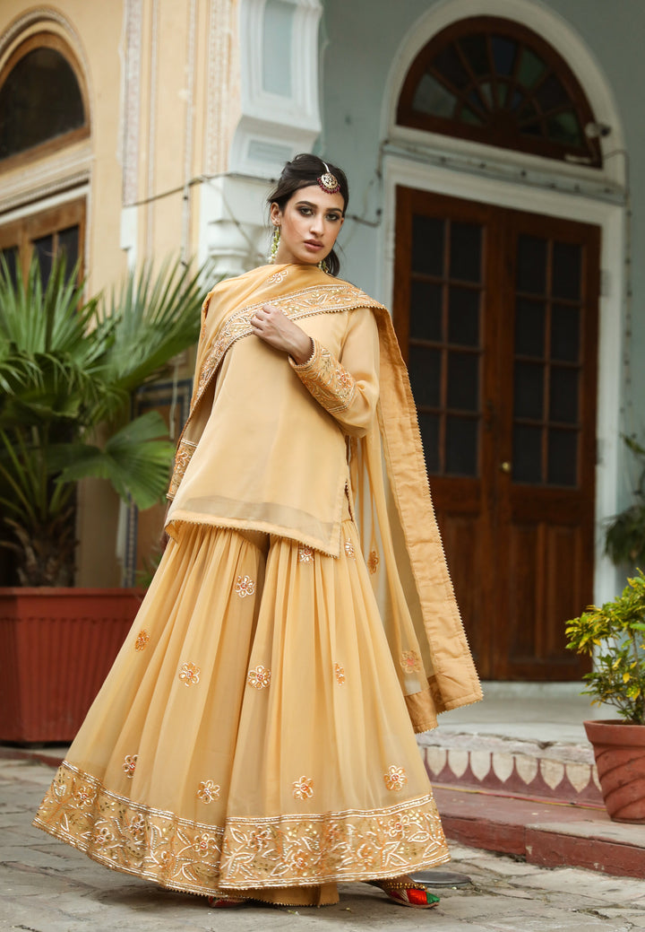 Afroz Beige Sharara Set Gulabo Jaipur