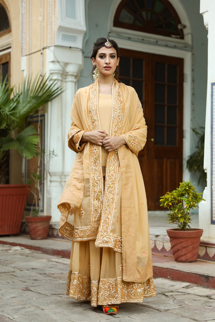Afroz Beige Sharara Set Gulabo Jaipur