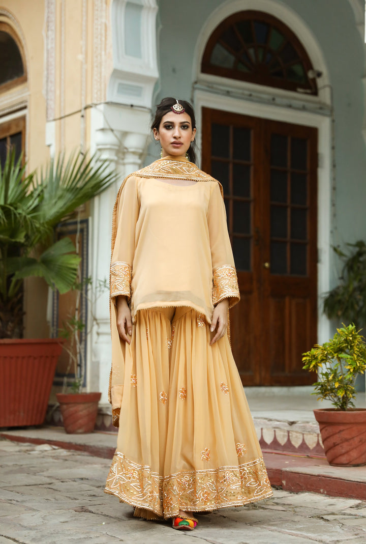 Afroz Beige Sharara Set Gulabo Jaipur