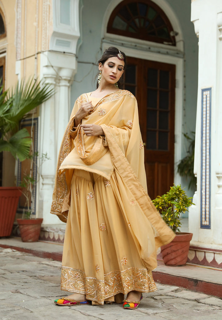 Afroz Beige Sharara Set Gulabo Jaipur
