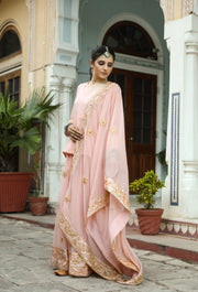Taari And Gotta Work Georgetter Afroz Peach Sharara Set 8