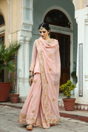 Taari And Gotta Work Georgetter Afroz Peach Sharara Set 4