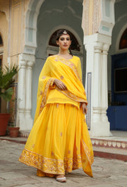 Taari And Gotta Work Georgetter Afroz Yellow Sharara Set 5