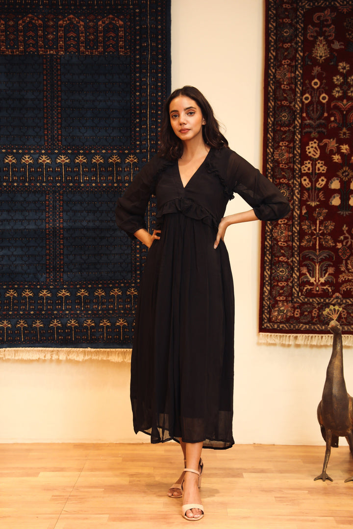 Amina Black Dress Gulabo Jaipur
