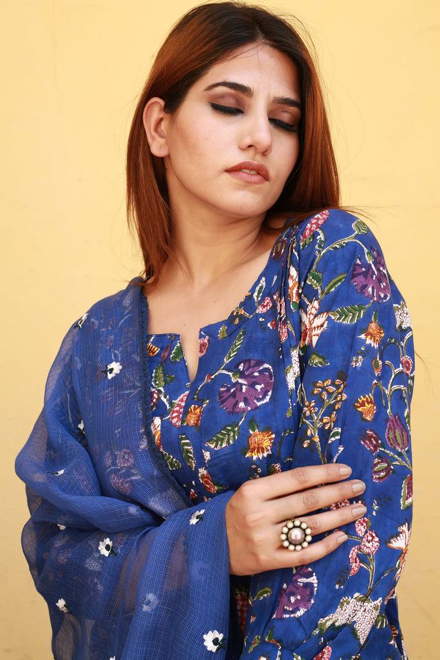 Bloom Blue Straight Kurta Set