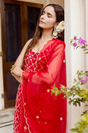 Bahaar Red Sharara Set Gulabo Jaipur