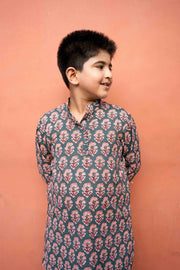 Chiku Green  Block Print Cotton Kurta Pant Set 2