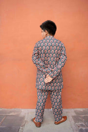 Chiku Green  Block Print Cotton Kurta Pant Set 3